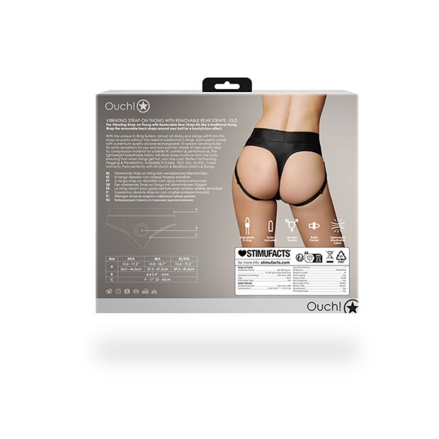 Shots Ouch! Vibrating strap-on thong with buckles at the back XS/S
