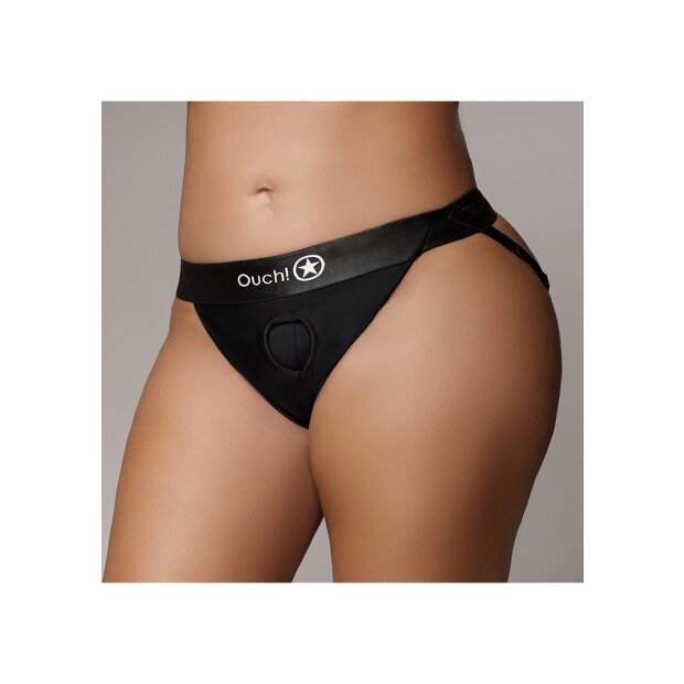 Shots Ouch! Vibrierender offener Strap-on mit Schnallen hinten XL/XXL