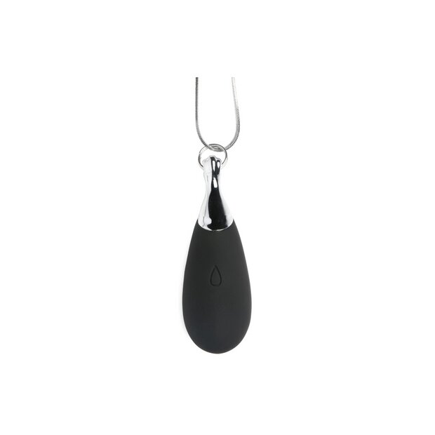 XR Brands Vibrating Silicone Teardrop Necklace Black