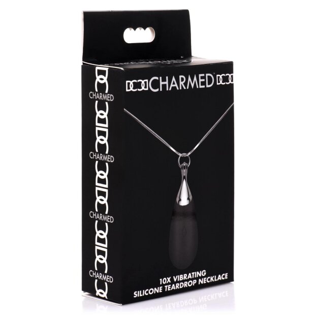 XR Brands Vibrating Silicone Teardrop Necklace Black