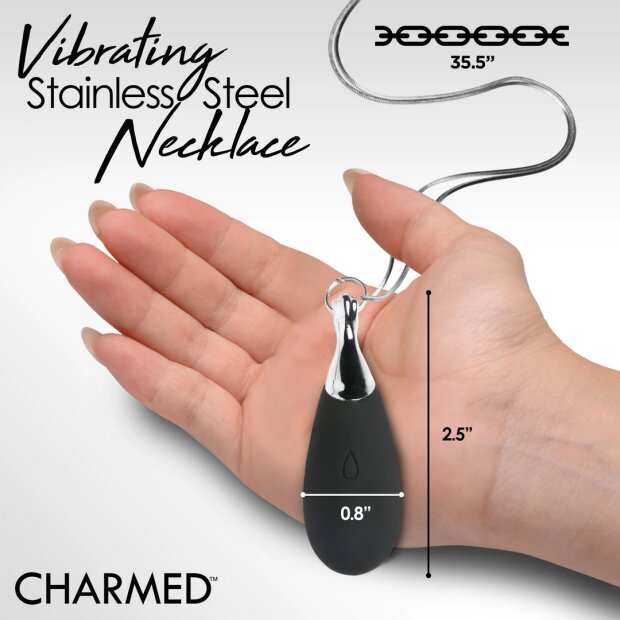 XR Brands Vibrating Silicone Teardrop Necklace Black