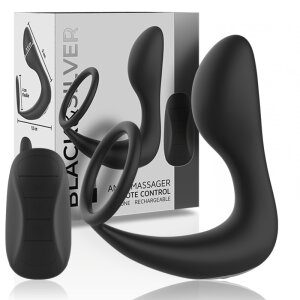 Black & Silver Anal Massager Remote Control Silicone...