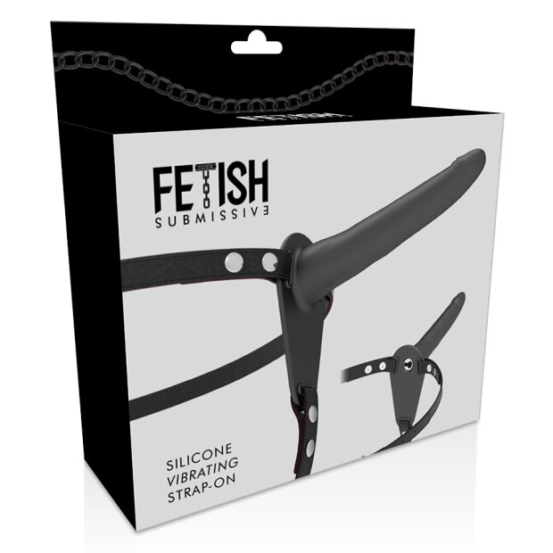 Fetish Submissive Silicone Strap-On Vibrator Black 15 cm