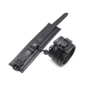 OHMAMA handcuffs with leather strap and black metal chain