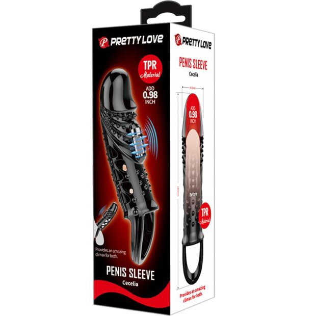 Pretty Love Cecelia penis sleeve with vibration black