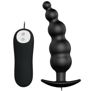 Pretty Love Ribbed silicone anal plug with 12 vibrations...