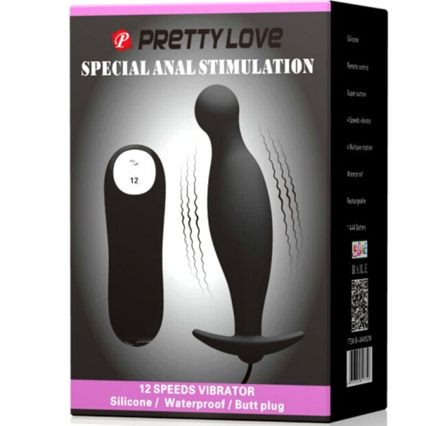 Pretty Love silicone anal plag extra stimulation and 12 vibration black