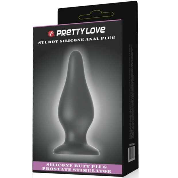 Pretty Love silicone anal plug with suction cup black 5,5 cm