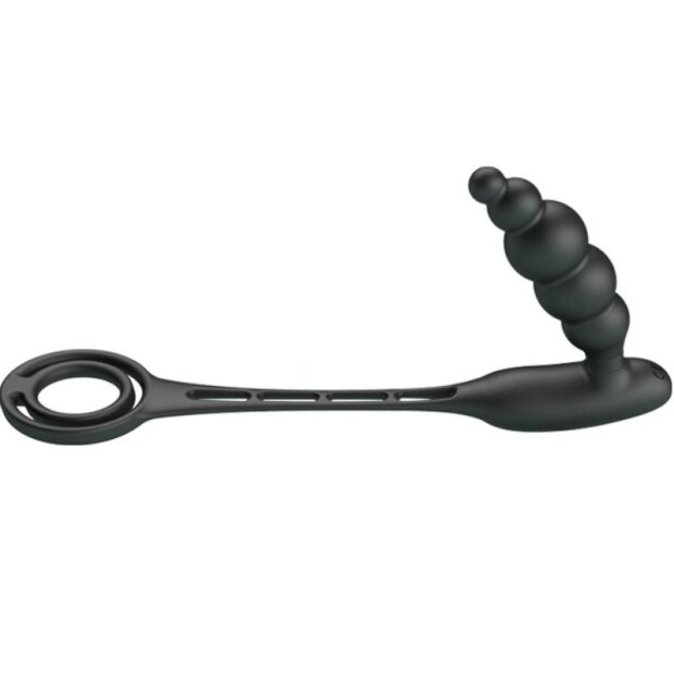 Pretty Love Anal Plug mit Vibration und Penis / Hoden Ring schwarz