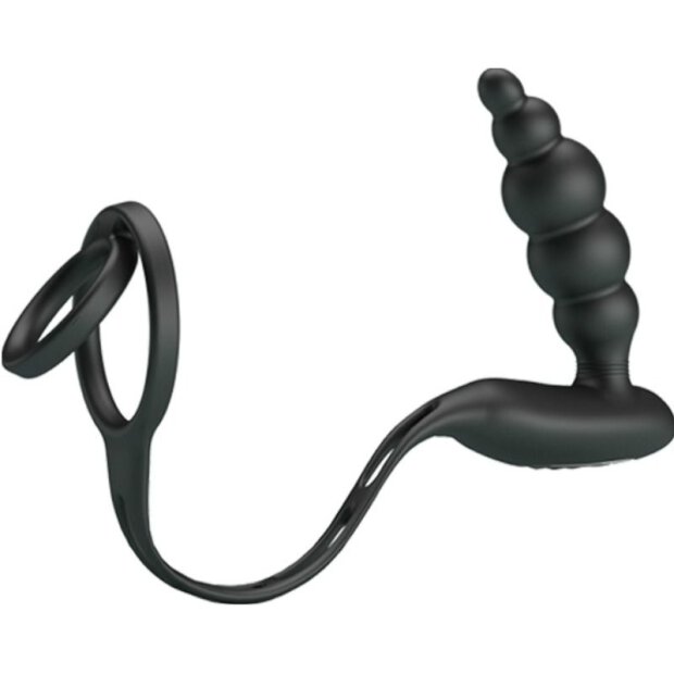 Pretty Love Anal Plug mit Vibration und Penis / Hoden Ring schwarz