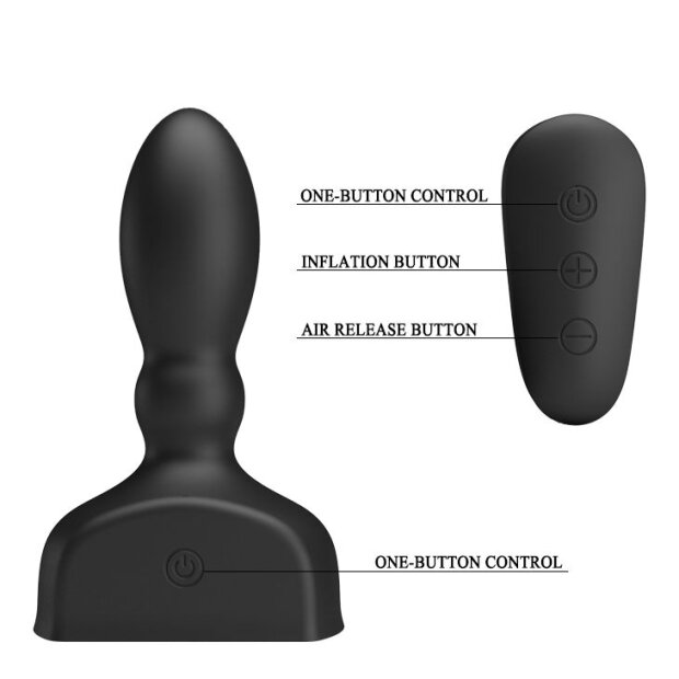 Pretty Love Marriel anal plug inflatable with 12 prostate vibrations black