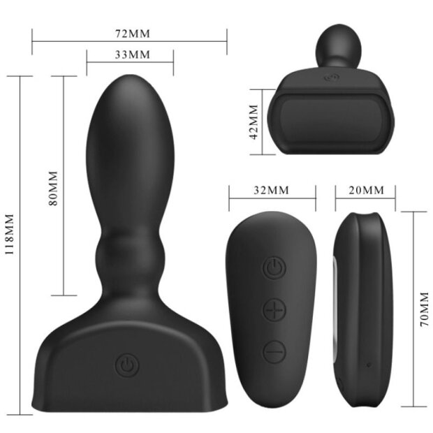 Pretty Love Marriel anal plug inflatable with 12 prostate vibrations black