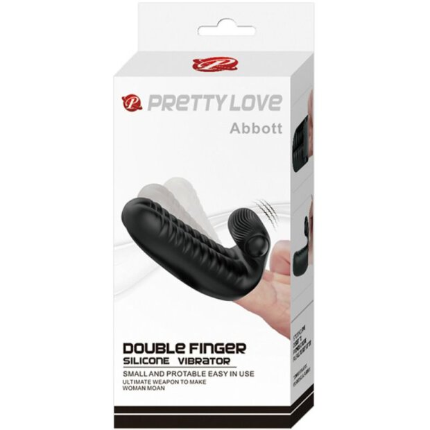 Pretty Love Abbott Doppelfingeraufsatz Vibrator mit Klitorisstimulation schwarz