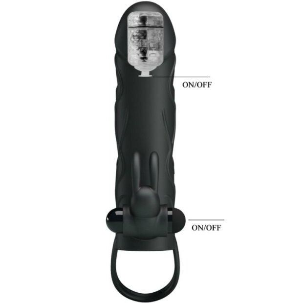 Pretty Love penis sheath with clitoral stimulation black 14 cm