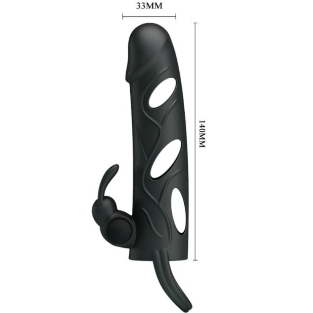 Pretty Love penis sheath with clitoral stimulation black 14 cm