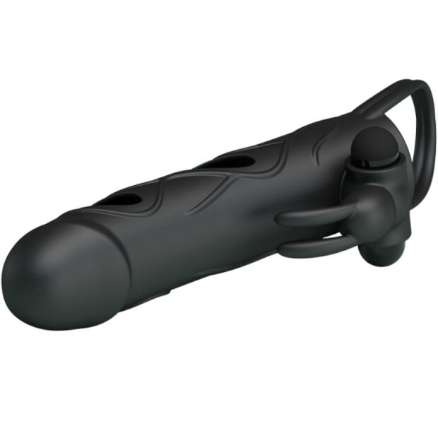 Pretty Love penis sheath with clitoral stimulation black 14 cm