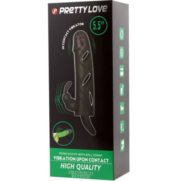 Pretty Love penis sheath with clitoral stimulation black 14 cm