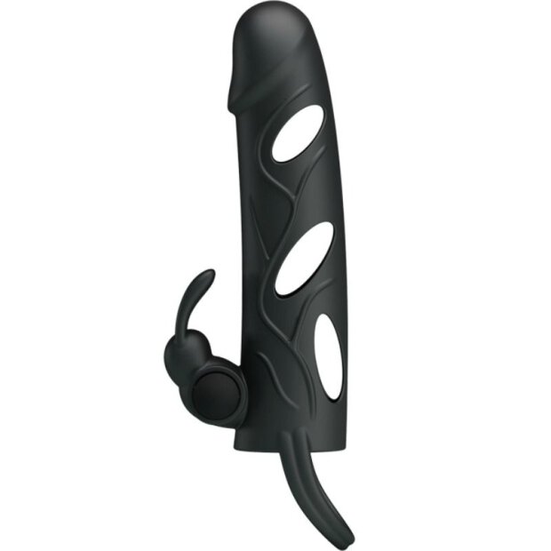 Pretty Love penis sheath with clitoral stimulation black 14 cm