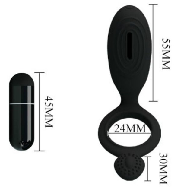Pretty Love Ethel cock ring with clitoral stimulation black