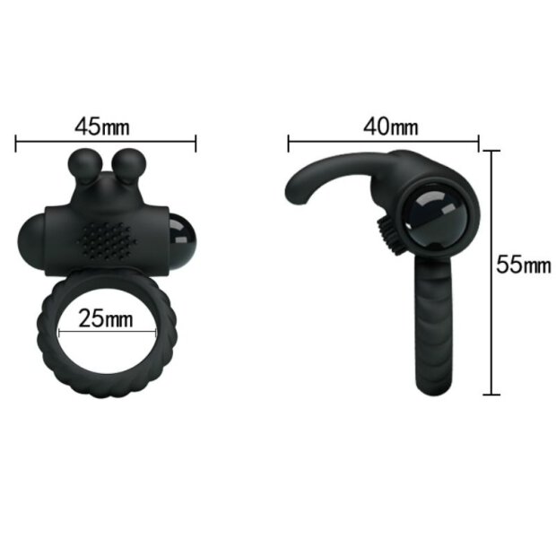 Pretty Love Eudora cock ring with clitoral stimulation black