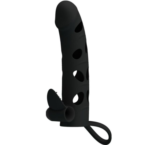 Pretty Love penis sheath with vibration black 15.2 cm