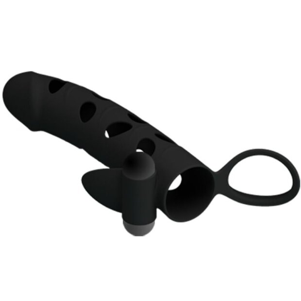 Pretty Love penis sheath with vibration black 15.2 cm