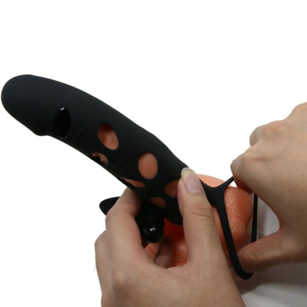 Pretty Love penis sheath with vibration black 15.2 cm