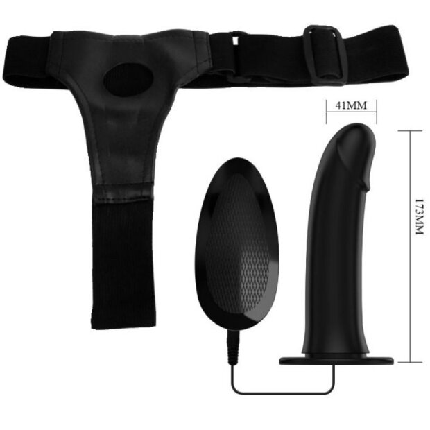 Pretty Love Vito Strap on Dildo with Vibration black 17.3 cm