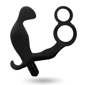 Addicted Toys Butt Plug With Cock Ring And Ball Strap Black