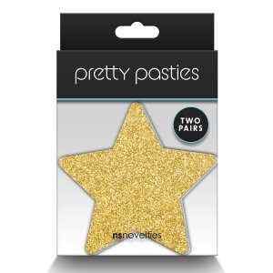 Pretty Pasties Glitter Stars Black Gold 2 Pair