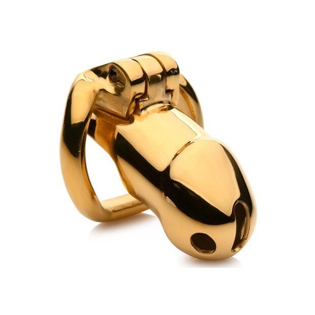 Master Series Midas Locking Chastity Cage 18K Gold-Plated Gold
