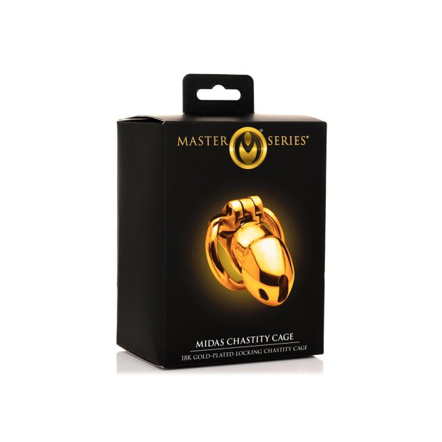Master Series Midas Locking Chastity Cage 18K Gold-Plated Gold