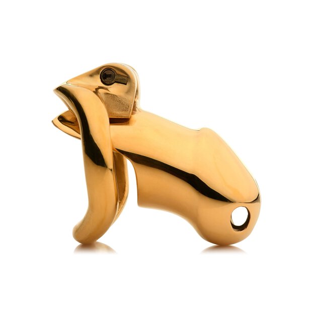 Master Series Midas Locking Chastity Cage 18K Gold-Plated Gold