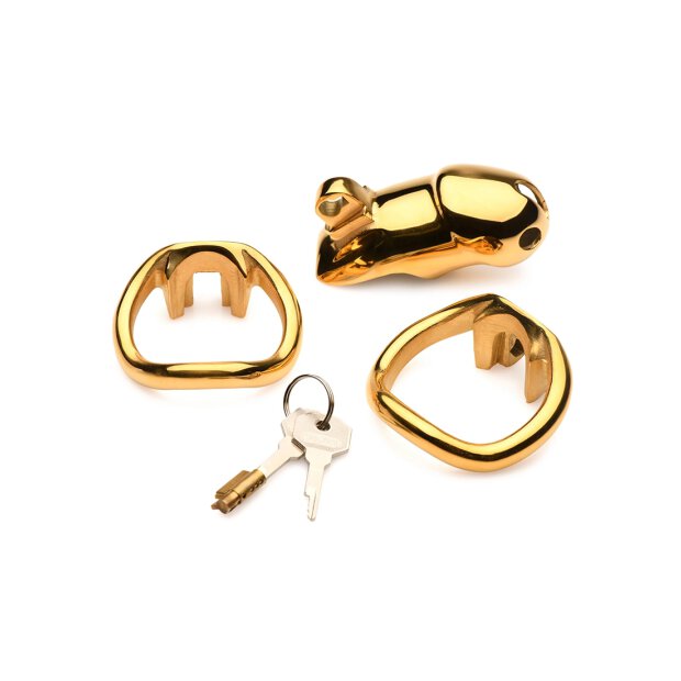 Master Series Midas Locking Chastity Cage 18K Gold-Plated Gold