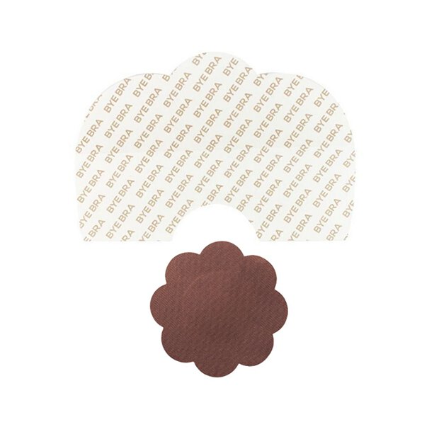 Bye Bra - Breast Lift Tape + Satin Nipple Covers Brown A-C