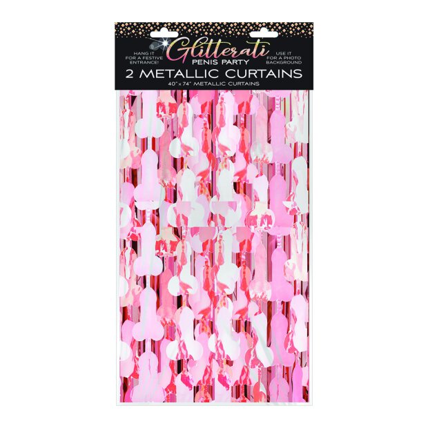 Glitterati Penis Foil Curtain, Set of 2
