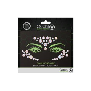 Shots Ouch! Körperschmuck leuchtende Gesicht Aufkleber