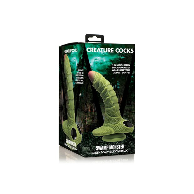 Swamp Monster Scaly Silicone Dildo Black 24 cm