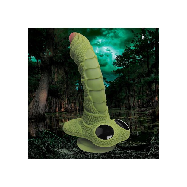 Swamp Monster Scaly Silicone Dildo Black 24 cm