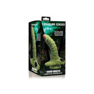 Swamp Monster Scaly Silicone Dildo Black 24 cm