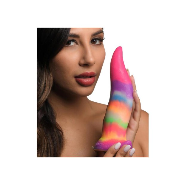 Unicorn Tongue Glow in the Dark Silicone Dildo Rainbow 21,3 cm