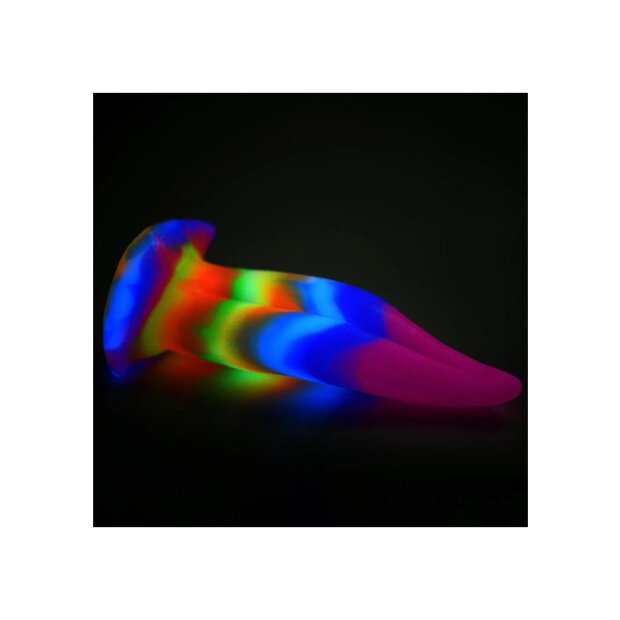 Unicorn Tongue Glow in the Dark Silicone Dildo Rainbow 21,3 cm