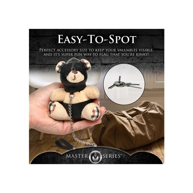 Master Series Hooded Teddy Bear Keychain Tan