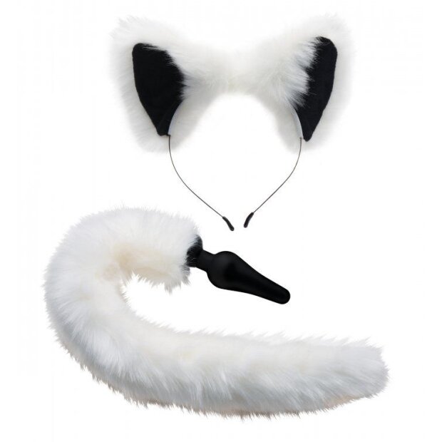White Fox Tail Ears Set