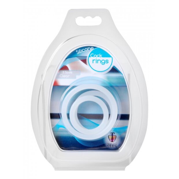 XR Brands Trinity For Men Penis Rings Set Of 3 Silicone Clear