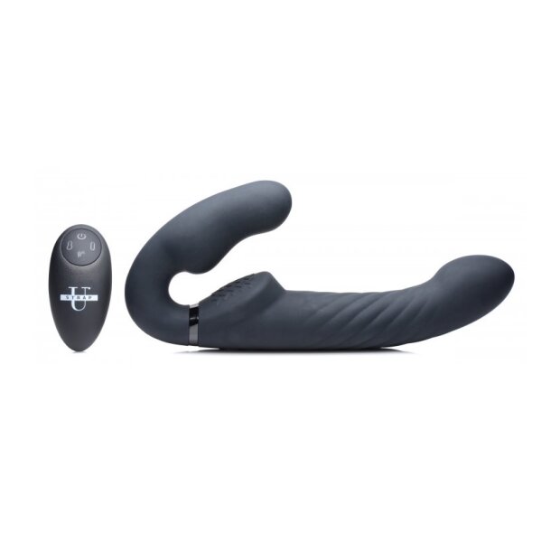 Strap U Ergo-Fit Twist Inflatable Vibrating Strapless Strap-On Black