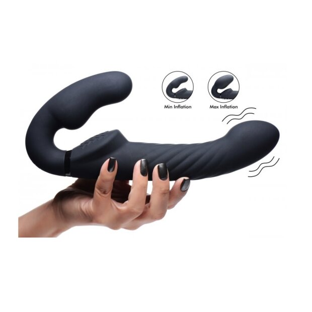 Strap U Ergo-Fit Twist Inflatable Vibrating Strapless Strap-On Black