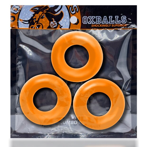 Oxballs Fat Willy 3-pack penis/testicle rings orange
