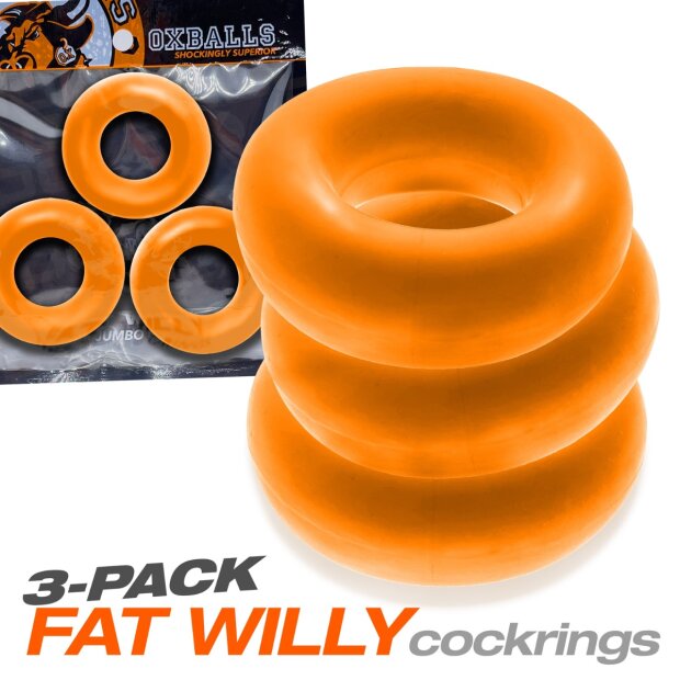Oxballs Fat Willy 3-pack penis/testicle rings orange