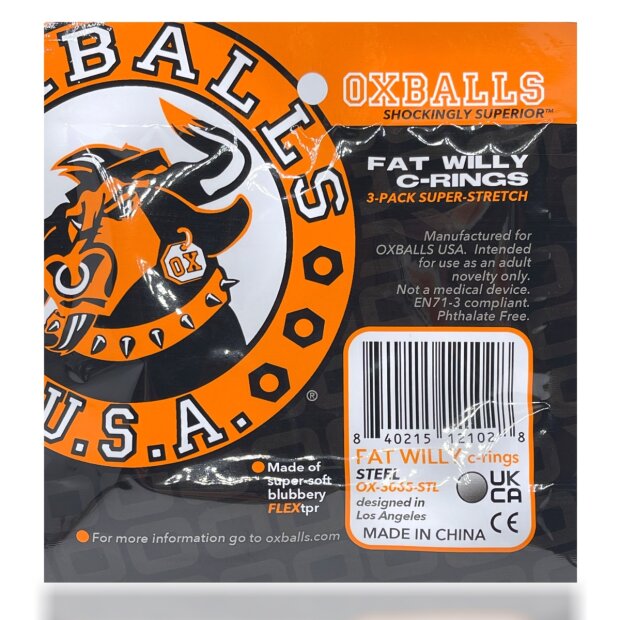 Oxballs Fat Willy 3-pack penis/testicle rings orange